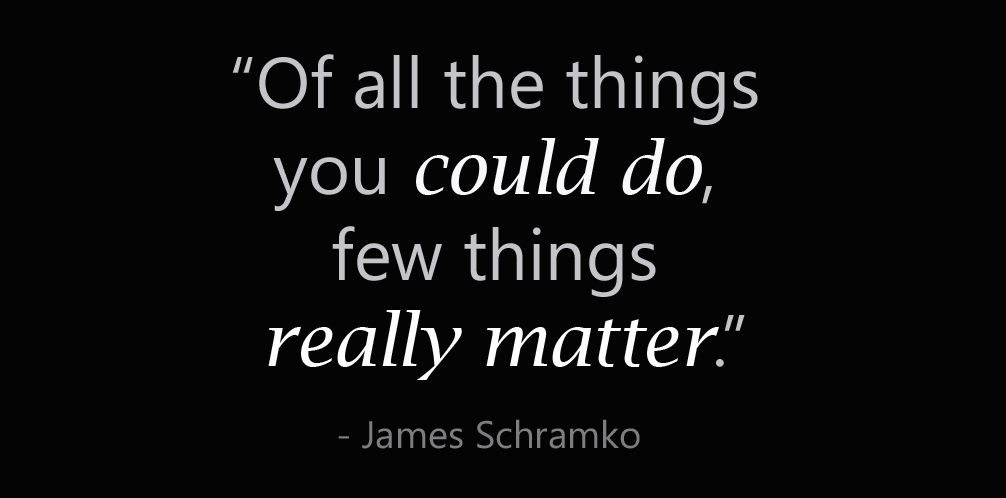 James Schramko says of all the things you could do, few things really matter.