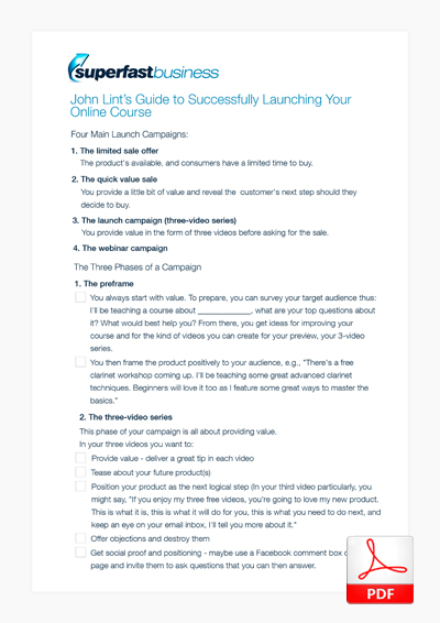 A Thumbnail of Get John Lint’s Guide to Successfully Launching Your Online Course (and PDF transcription)