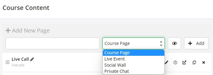 add new course page
